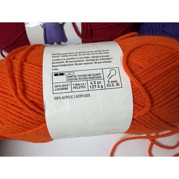 Loops & Threads Impeccable Yarn 4.5 Oz Lot of 5 Red Orange Purple - Picture 5 of 6